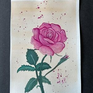 Pink Rose Watercolor Art Print